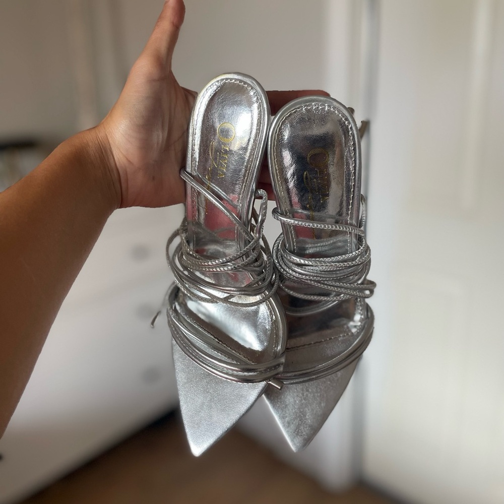 Strappy Silver Heels